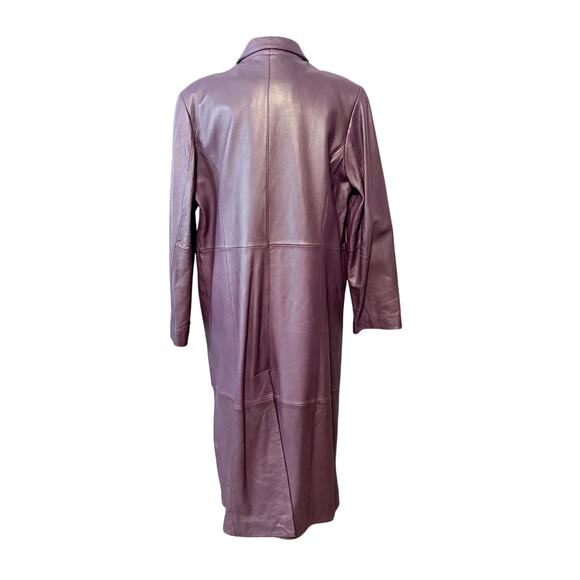 Centigrade Purple Leather Long Coat Jacket Large Thermolite Liner Button Front - Picture 2 of 12